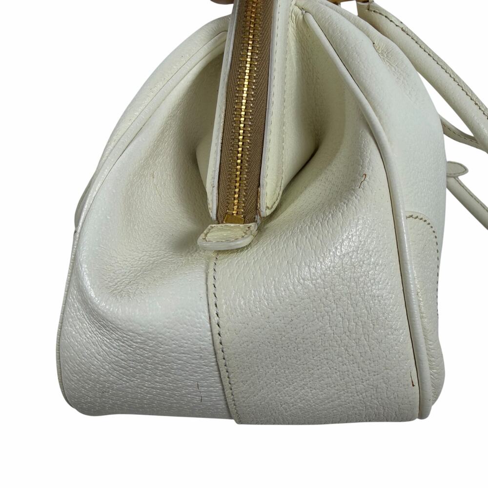 Prada Cinghiale Leather Frame Large Shoulder Bag Bianco White - Picture 15 of 16